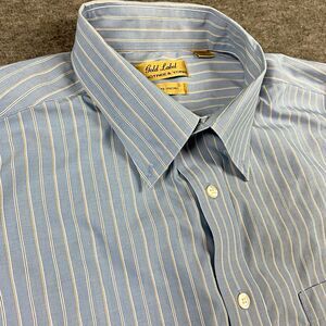 Roundtree & Yorke Gold Label Non-Iron Dress Shirt Striped XL Blue Read